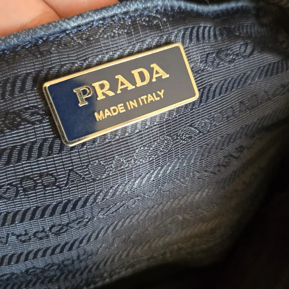 Prada Navy Blue Nylon Tote Bag with Gold Hardware - Picture 8 of 11